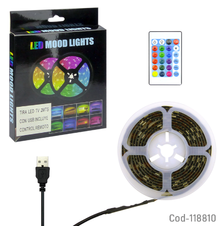 TIRA LED 2 MTS USB RGB COD.118810 - Casa Edison